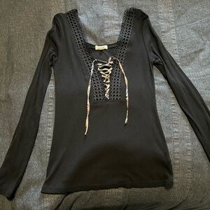 Gimmicks by BKE Black Lace-Up Top